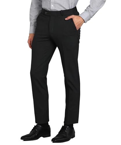 Image of GHPC Stylish Slim Fit Polyester Lycra Stretchable Formal Pant for Men | Mens Fashion Plain Solid Wear Dress Trousers Pants for Office or Party