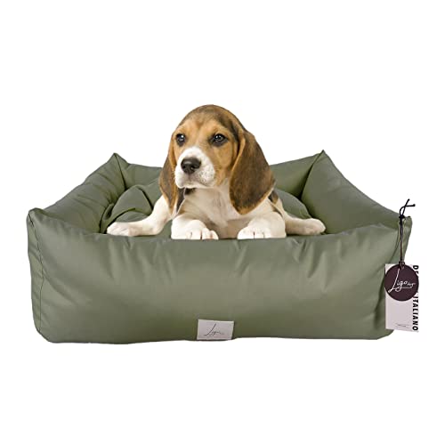 Ligo Buddy - Cuccia cani Lettino per cane idrorepellente antigraffio, realizzata in Italia. Cuscino per Cane tessuto impermeabile e robusto per l'uso interno ed esterno.(S/M: 70 X 65 cm, OLIVA)