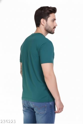 Image of Men's Navy Blue Polo T-Shirt, Half Sleeve, Solid Cotton Blend, Regular Fit, Casual