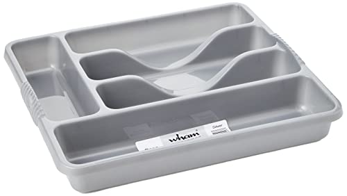 Wham Silver 5 Compartment Plastic Cutlery Holder Tray Drawer Organiser Rack