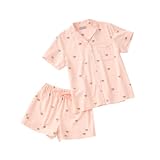 [arakawa1886] 【PAUL & JOE PARIS】ポールアンドジョーパリ パジャマ ヌネットプリント 綿レーヨンサテン 半袖ショートパンツ セットアップ (ピンク, M)