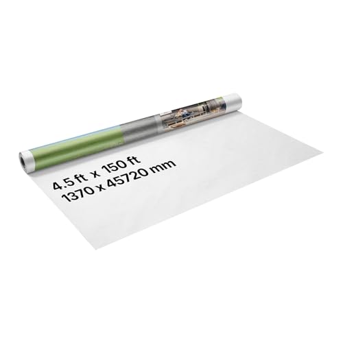 VEVOR Pare Vapeur, 1,37 x 45,72 m, Écran d'Étanchéité Plastique, Épaisseur 0,13 mm, Bâche Résistante aux Déchirures, Bloque Humidité à Travers les Murs, pour Construction Rénovation Bâtiments, Blanc