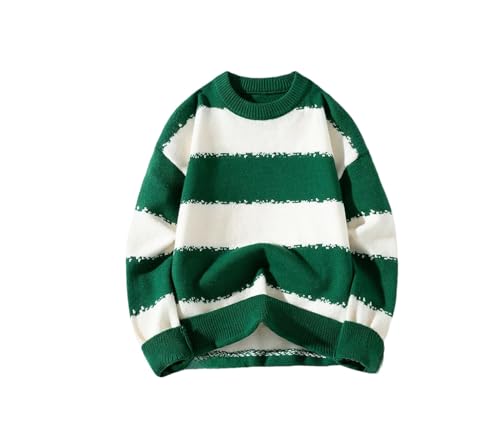 Men's Loose Fit Casual Striped Sweater Round Neck Long Sleeve Pullover Sweater