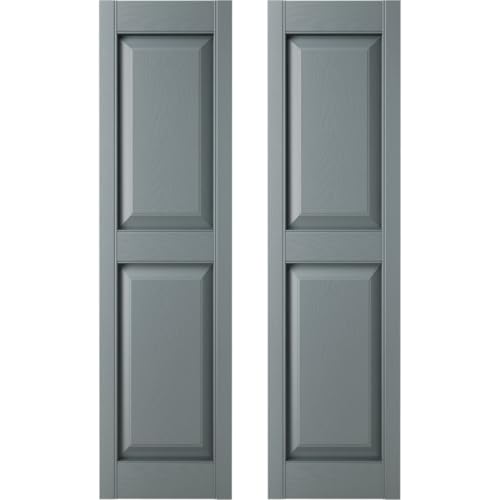 14.75 in. W x 43 in. H Builders Edge, Standard Two Equal Panels, Raised Panel Shutters, Includes Matching Installation Spikes (Per Pair), 419 - Storm Cloud