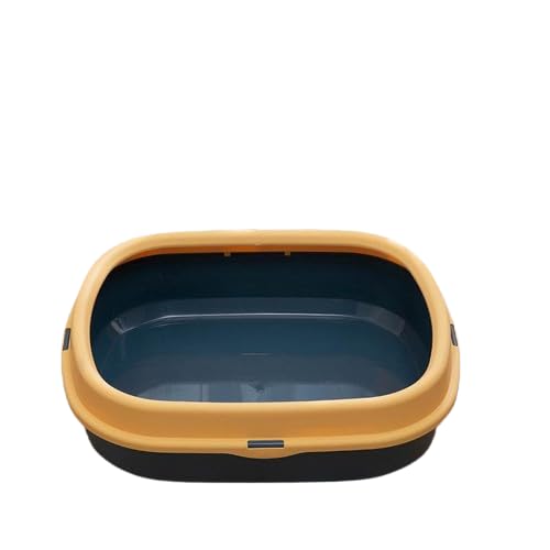 Cat Litter Box Tray With Free Scooper, Clean Litter Box Send Cat Litter Scoop Semi Closed Design For All Cats And Kittens Breeds, Pet Supplies Tray, Yellow, Blue
