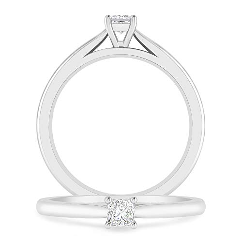 Inspereza 1/4 Carat 10K Gold Princess cut 4-Prong Diamond Solitaire Engagement Ring for Women (J Color, I3 Clarity)- Ideal Engagement Ring