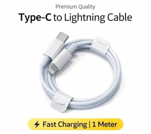 Image of USB-C to Lighting Cable compatible with iPhone | 60W Fast Charging | Braided | White | 1 Meter