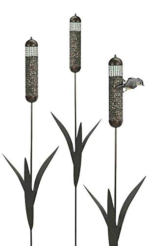 BestNest Set of 3 Heritage Farms Cattail Staked Bird Feeders