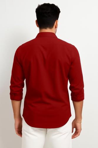 Image of Men's Casual Cotton Blend Shirt | Regular Fit | Full Sleeve | Solid Design