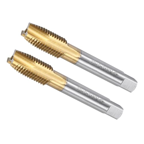 Image of Unifizz Spiral Point Plug Threading Tap M16 x 2, Metric Machine Screw Tap, HSS Titanium Coated Ground Threads H2 3 Flute Thread Tapping Bit for Thread Repair, 2Pcs