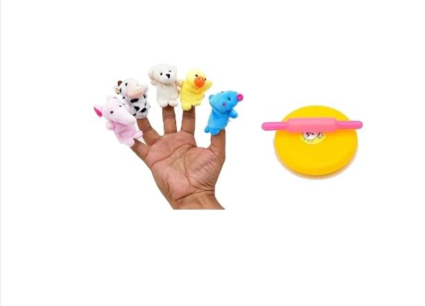 Toodles Learnings Plastic Chakla Belan Chapati Maker Fun Learning Toy & Finger Puppet Animals for Soft Toys Assortment Kids-image-2