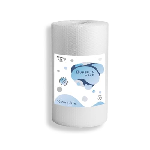 MARCPRINT Rollo Burbujas Embalaje 50 cm Ancho x 50 m Longitud - Papel Burbujas Embalaje Perfecto para Mudanza, Envíos - Transparente