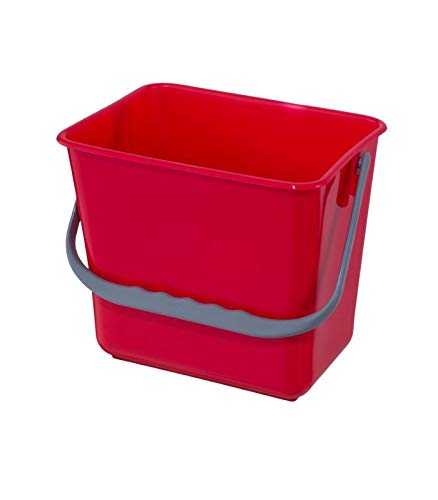 Jofel Cubeta Cuadrada 6 Lt. con asa para carritos de Limpieza institucional. Color Rojo