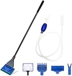 Aquarium Fish Tank Cleaning Tools, Algae Scrapers Kit, 5 in 1 Fish Tank Gravel Cleaner, Siphon Vacuum for Water Changing and Sand Cleaner