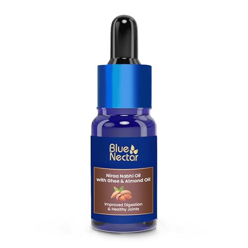 Image of Blue Nectar Nabhi Oil with Ghee & Almond | Nabhya Dhara Belly Button Oil for Digestion & Joint Support | Authentic Ayurvedic Care for Knee, Back, & Body Ache | 21 Herbs | 10 ml