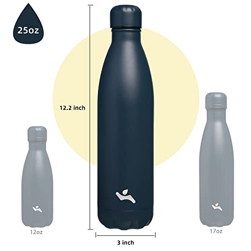 Image of Konokyo Insulated Water Bottles,25 oz Double Wall Stainless Steel Vacumm Metal Flask for Sports Travel,Navy Blue
