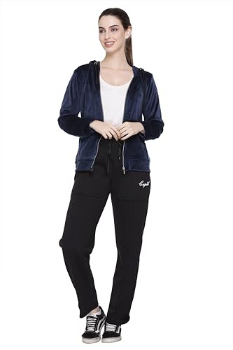 Image of CUPID Loose Fit Warm Fleece Sweatpants, Solid Elastic Sports Trouser, Winter Wear Joggers for Night n Gym for Girls M to 5XL