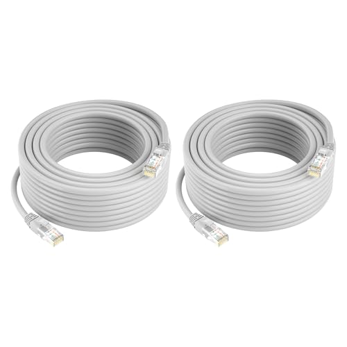 UNILOOK 2pcs 4P4C 60ft Ethernet Cable, Outdoor & Indoor Network Cable, Compatible with PoE Switch, 4 Core Network Cable