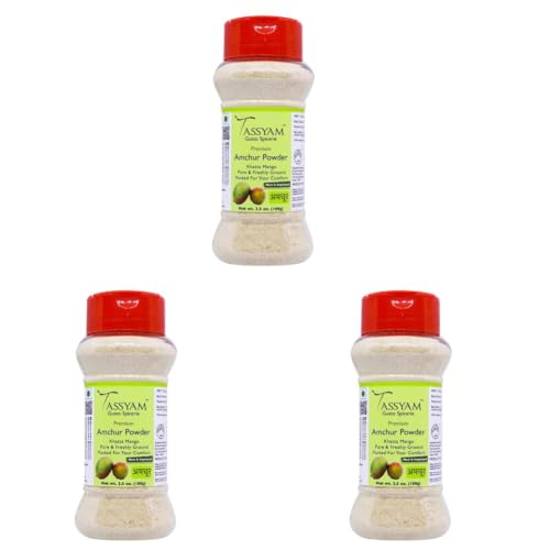 Image of Tassyam Amchur (Dry Mango Powder) 100g | Dispenser Bottle (Pack of 3)