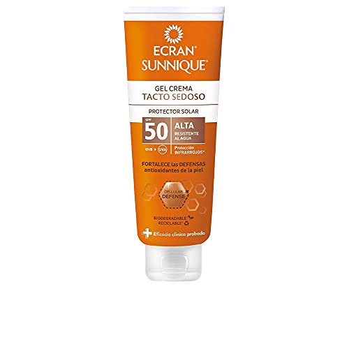 Ecran Sunnique - Gel Crema Protector Solar FPS 50 Tacto Sedoso, Protección Alta UVB + UVA e IR-A, Refuerza las Defensas Antioxidantes De La Piel, Hidratación 24 h, Fórmula con VitEox 80 - 250 ml