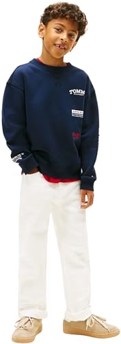 Tommy Hilfiger Jungen Sweatshirt Multi Print mit Rückenlogo, Blau (Dark Night Navy), 14 Jahre