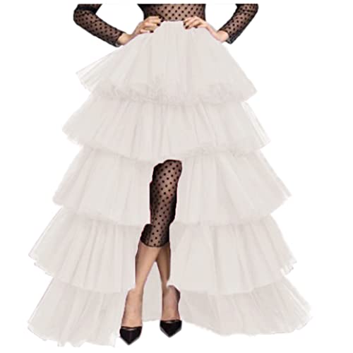 Lisong Women's Wedding High Low Puffy Layered Tulle Asymmetrical Night Out Skirt