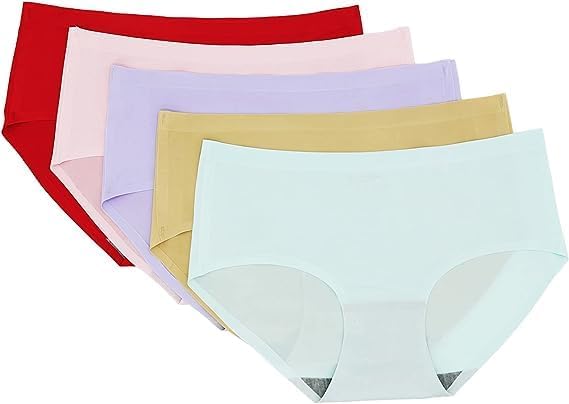 LuvreenaWomen's Invisible Seamless Ladies Lingerie Women's Underwear Lingerie Panties 5 Pack, Colors (Multi Colored)