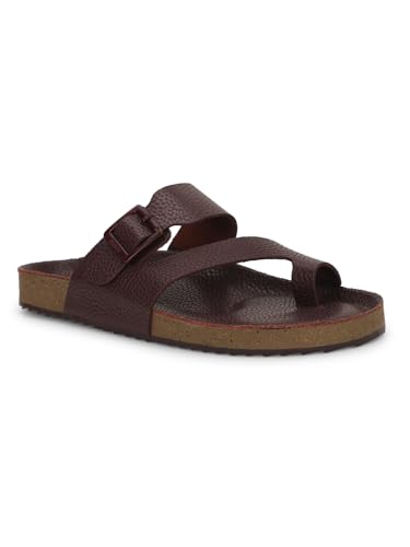 Image of Bata 8755 NEW BIO MILLED E: Men's Maroon Casual Slip-On Thong Slippers for Stylish Comfort