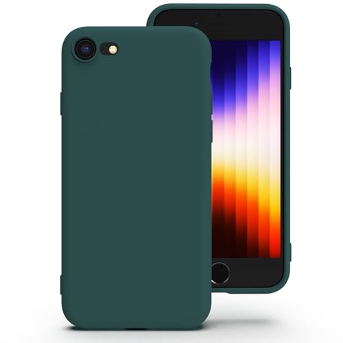 Zuvirelx Silikon Handyhülle für iPhone SE 2nd 3rd 2020/2022 iPhone 8/7 Hülle Weiches Griff Dünne Minimalistisch Stoßfest rutschfest Taschenpassend - Tiefgrün