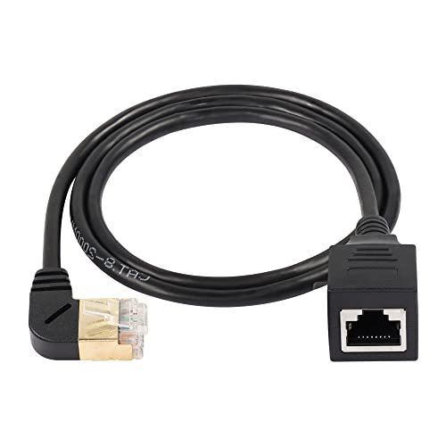 SinLoon RJ45 Cat8 Ethernet Cable,90 Degree Male to Female High Speed Cat8 Network Cable,40Gbps 2000Mhz SFTP Patch Cord For Router Modem Server (Left)