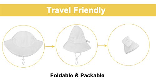 Simplicity White Sun Hat For Baby Packable Sun Protection Hat Toddler Girl Toddler Boy With Chin Strap Baby Girl Summer Hat, White / 12-24 Months #TOP4