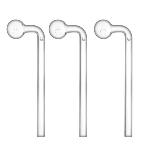 Gebogene Hals Glasölbrenner-Pfeife, 15,5 cm, Borosilikatglas, 3er-Pack