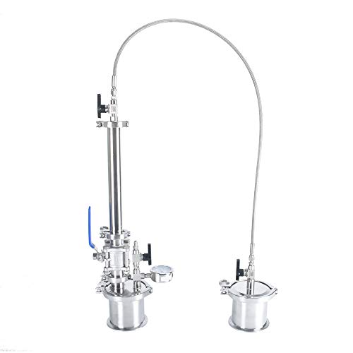 Closed Loop Extractor with Visible Mirror Mini- Top Fill Closed Loop Extractor, Extractor Pressurized Extractor Kit. 304 Stainless Steel Extractor. (MINI-90g(with Valve))
