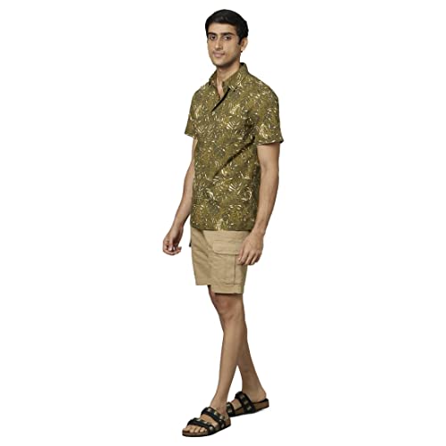 Image of Celio Printed Green Short Sleeves Shirts