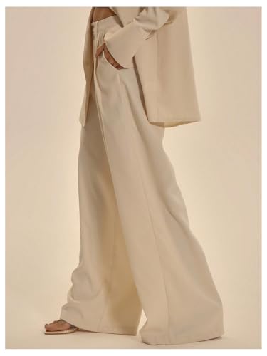 Floerns Women's Pleated Wide Leg Dress Pants Business Casual Outfit Suit Trousers2