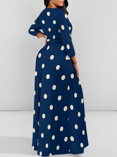 Image of PinkPatty Women's Long Sleeve Maxi Dress Plus Size Casual V Neck Wrap Dress with Pockets&Belt