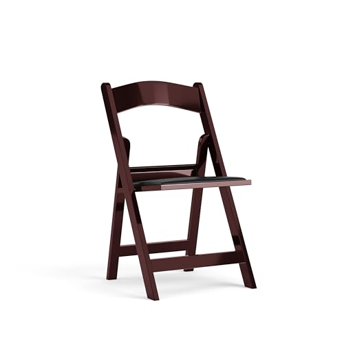 Image of Flash Furniture Hercules Series Folding Chair - Red Mahogany Resin - 1000LB Weight Capacity Comfortable Event Chair - Light Weight Folding Chair