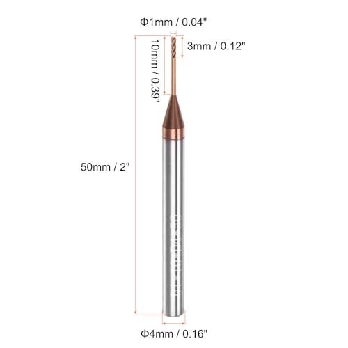 Image of HARFINGTON 2pcs Square Nose End Mill 4mm Shank 1mm x 10mm AlTiSin Coated Solid Carbide Long Reach Extended Neck 4 Flutes CNC Router Bit Milling Cutter for Stainless Steel Hardened Steel