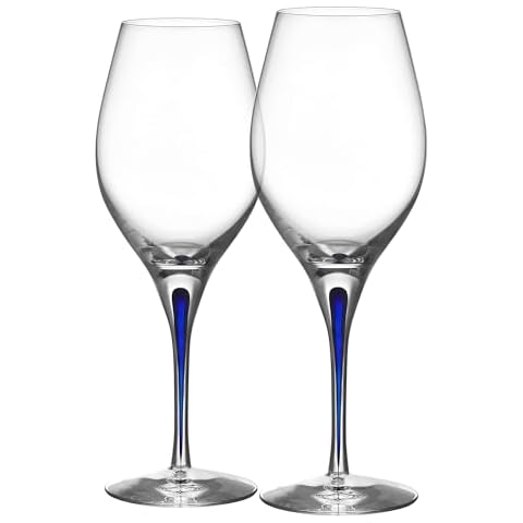 Orrefors Intermezzo 14 Fl. Oz. Stemmed Wine Glass - Blue Drop - Kitchen & Dining Crystal Glassware, Versatile Serving for Merlot. Pinot Noir, Mimosa, Dishwasher Safe Cover