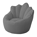 BOGDTF Pouf transat pour Adultes, Petit Pouf avec Dossier surélevé pour Jouer, Lire et se détendre, Housse Amovible et Lavable, Gris