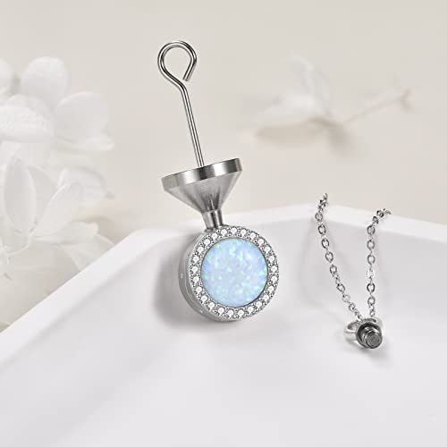 ONEFINITY Opal/Turquoise Urn Necklaces for Ashes Sterling Silver Opal Cremation Jewelry for Ashes Memory Jewelry for Women4