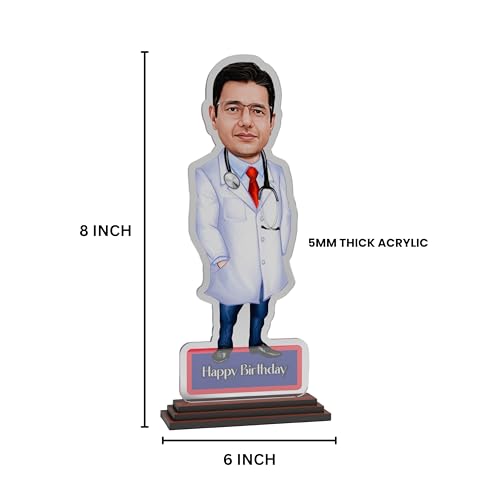 Image of SAVRI Personalized Acrylic Caricature for Doctors - Custom Photo Gift (6x8 inches) - Unique Doctor Appreciation Gift, Clinic & Office Decor, Best Gift for Doctors on Birthdays & Special Occasions