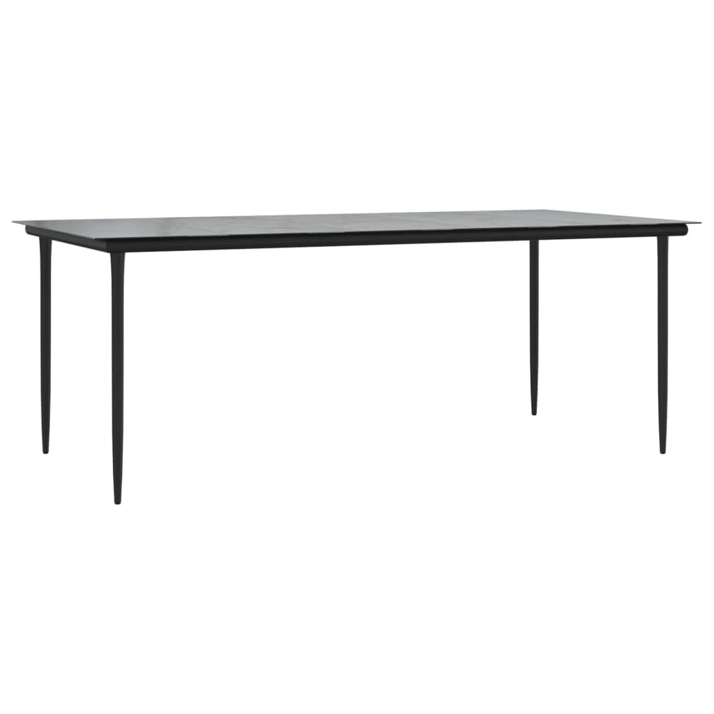 Mesa de comedor de jardín negra 200 x 100 x 74 cm, acero y vidrio templado, robusta, mesa de exterior, fácil de limpiar, para terraza y jardín, diseño moderno