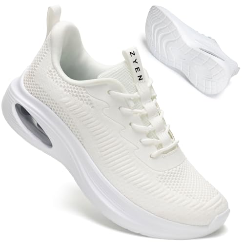 ZYEN Damen breite füße Schuhe, luftgepolsterte extra breite Schuhe, atmungsaktive Sportschuhe, leichte und Bequeme Damen-Laufschuhe, Sneaker für das Training im Fitnessstudio 8832 Full White 40