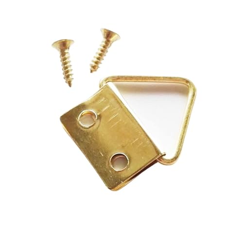 Image of CHATROOM 50pcs Golden Triangle D-Ring Photo Picture Frame Hanger Hang Oil Painting Mirror Art Work Hooks Double 2 Holes with Screws(A 16x23mm)