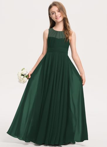 Junior Bridesmaid Dress for Teen Girls A-line Scoop Floor-Length Chiffon3
