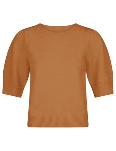 Image of Seyumixi Women Cute Bow Sweater Puff Short Sleeve Crewneck Knitted Shirt Bowknot Tie Back Knit Pullover Tops