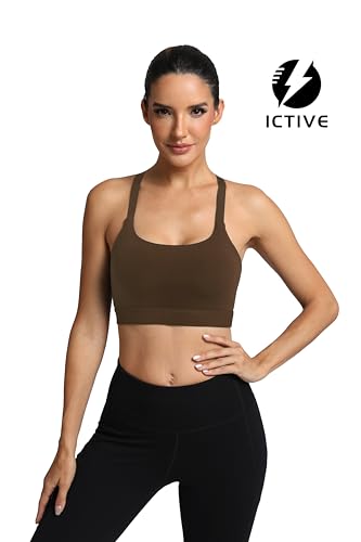 Strappy Sports Bras for Women, Criss Cross Back Racerback High Impact Padded Yoga Bras Workout Clothes for Women3