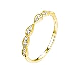 Aotiwe Juego de anillos de compromiso para mujer, redondos, con diamantes blancos redondos, 56 (17.8), Oro amarillo 9 quilates, Moissanita