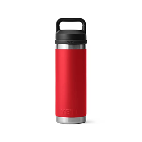 Image of YETI Rambler 18 oz Bottle, Leakproof, Vacuum Insulated, Stainless Steel with Chug Cap, Rescue Red